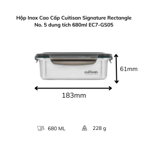 Hộp Đựng Thực Phẩm Inox Cuitisan Signature Rectangle chính hãngAn Toàn Lò Vi SóngNắp Khóa 4 Cạnh chắc chắnchống rò rỉ SNT Kitchen