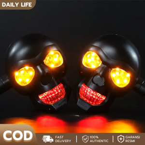 2PC Skull Style LED Turn Signal Motorcycle Direction Lights Flasher Siganl Lamp Moto Taillight LED Indicator Light Driving Light