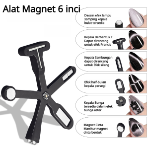 Alat manikur bintang berujung lima salib magnet multifungsi mata kucing enam-dalam-satu baru mewah silinder magnet kuat