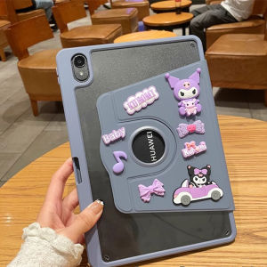 Softcase Matepad SE 11 | Matepad 11.5 S 2024 + Stiker Lucu Karakter Kartun Casing Slot Pen Clear Acrylic Cover Rotate Case Akrilik Anti Air Kesing Pelindung Tablet Standing Stand Putar Ring 360 Anak Cinnamoroll Lotso Mickey Pochacco Kuromi Hello Kitty