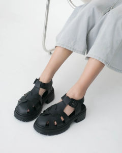 Sepatu Sandal Wanita Silang Sendal Wedges Model Anyaman Strap Belakang Hak Tinggi - BELLEZA NELL