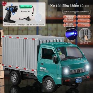 Xe tải mini điều khiển từ xa–mô phỏng xe giao hàng phun khói mở cửa đèn & âm thanh drift mượt