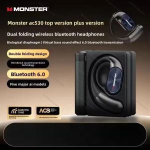 MONSTER AC530plus Version Wireless Bluetooth 6.0 earphones Large Speaker Ear-hook AI Intelligent Translation Headset Good Gift2026