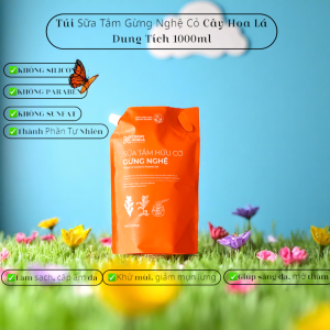 Sữa Tắm Gừng Nghệ Cỏ Cây Hoa Lá 1000gram & Dầu Gội Thảo Dược Hà Thủ Ô 2in1 450gram
