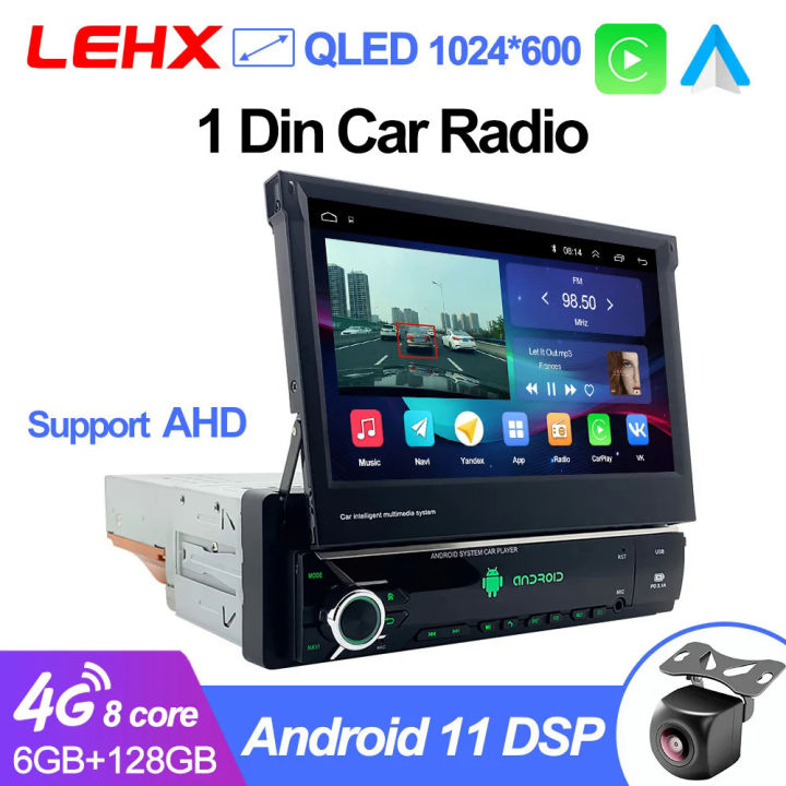 LEHX L6 1 Din Android 11 Auto Universal รถวิทยุ7 "QLED Retractable ...