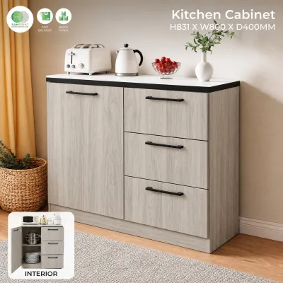 【READY STOCK】Kitchen Cabinet Wooden Storage Cabinet Modern Pantry Cabinet Kitchen Cupboard Sideboard Kitchen Organizer Home Furniture Multipurpose Storage Cabinet Dining Room Cabinet Living Room Furniture Malaysia Contemporary Design Large Storage