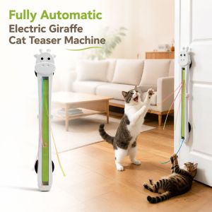 NOBLELUX Automatically Tightens Giraffe Cat Teaser Machine Fully Automatic Throws Ropes Electric Cat Teaser  Rechargeable Flying Rope Cat Toy Relieve Boredom
