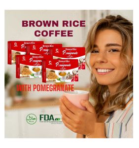 Brown Rice Coffee Plus Pomegranate Mix All Natural Ingredients Organic Coffee Instant Coffee Drinks 5 Boxes