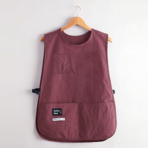 Vest Style Stain-Resistant Apron Waterproof Grease-Proof Durable Nylon Material Multi-Pocket Apron