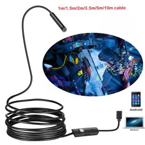 8mm Lens Android Endoscope Camera 5M Semi Rigid Hard Cable Led Light Borescope Inspect Camera For PC Android Phone Endoscope