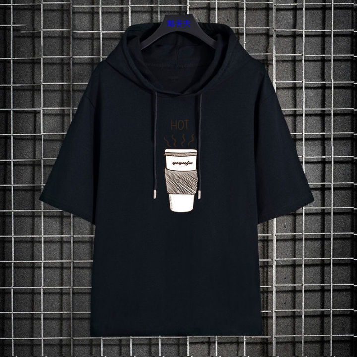 Half sleeve t shirt with hood on sale