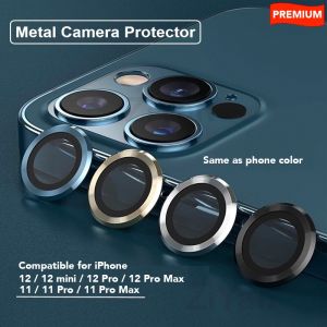 Tempered Gl Pelindung Lensa Kamera & Flash untuk For iPhone 13/13 Pro Max 12/12 Pro Max mini 11/11 Pro Max Metal Ring Gl Full Cover Camera Lens Protectors for iPhone