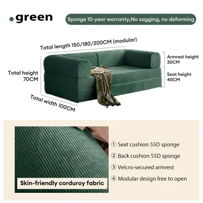 DreamHug Foldable Sofa Bed Dual-Purpose Full SpongeRoll Pack Compressed Fabric Sofa with Handrail Sizes: 1.5 / 1.8 / 2M Applicable to Living Room Small Living Room Sofa Set Offered
