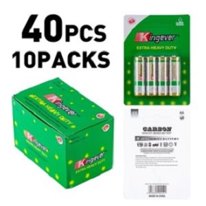 Kingever 40pcs Orignal Extra Heavy Duty Green R6S AA Battery