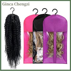 Ginca Long Hair Extensions Storage Bag Non-Woven Dust Proof Wigs Carrier Bags With Hook For Home Organizer Wig Packing Bag