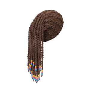 ERYRG Retro Handmade Crochet Beanie Hat Skin-friendly Comfortable Reggae Dreadlocks Wig Fancy Stretchy Holiday Braided Knitted Wig Cap Winter