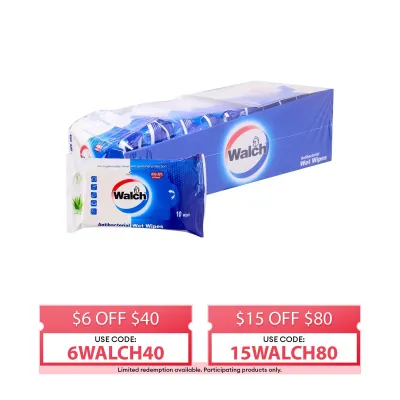 WALCH Antibacterial Wet Wipes (10PCS x 12 Packs) - Aloe Vera