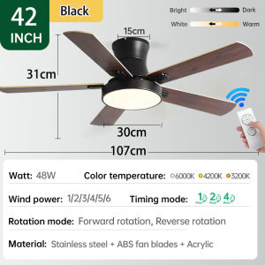 KASIDA 52inch ceiling fan with light modern ceiling fan with led light wooden ceiling fan heavy duty mute 3 colors dimming 6 speed wind ceiling fan 5 blades big ceilings fan for living room dining room bedroom kitchen