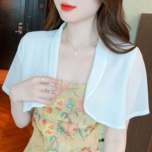 Impression Fashion Korean Plain Chiffon Short Sleeve Short Sun-protective Shawl Cardigan