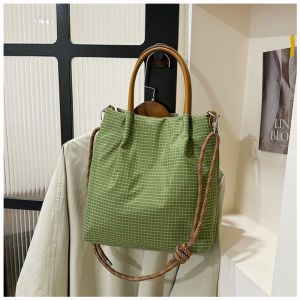 Fashion Large Capacity Shoulder Bag Stripe Lattice Nylon Womens Bag Tote Bags Daily Outfits H260729