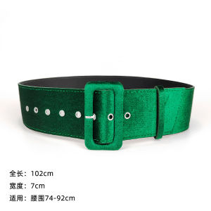 2024 New Design Luxury Autumn And Winter Suede Belt Women Green Waist Seal Decorative Dress Simple Coat Wide All Match Korean