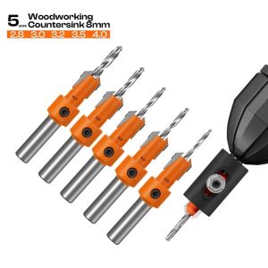 Mata Bor Kayu Pelubang Drat HSS Woodwoorking Countersink 8MM Set 5PCS