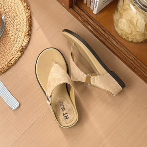 [Free Shipping] Stylish And Minimalist Suede Flip-Flops For Women Perfect For Outdoor Wear In Summer 2026 Featuring A Casual Platform Sole And A Slip-On Design