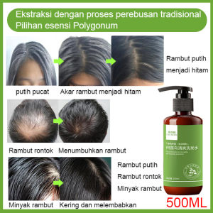 Rambut Hitam Shampo penumbuh rambut rontok Herbal Shampo anti ketombe Perawatan rambut 500ML mengisi kembali nutrisi rambut mengurangi kerontokan rambut mengubah uban menjadi rambut hitam