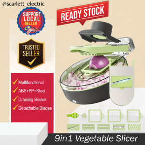 9in1 Vegetable Chopper Multifunctional Veggies Slicer Manual Food Grater with Drain Basket / Pencincang Hiris Makanan