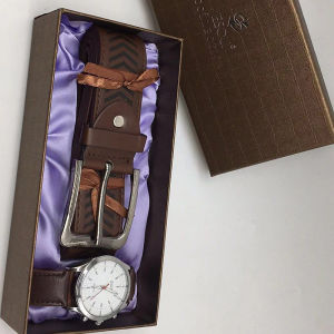 JESOU COLLECTIONS - MENS WATCH/BELT GIFT SET GOOD FOR BIRTHDAY ANNIVERSARY GRADUATION OR VALENTINE DAY 2Pcs/set
