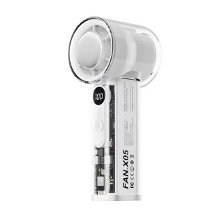 ✅100% Original AMZ X05 Transparent Mini Mecha Handheld Fan High-Speed Cooling Fan 100-Speed Fans