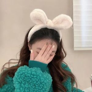MODERNLUX Soft Fluffy Bunny Ear Headband Plush Material Face Washing Plush Hairband Kawaii Skincare Tool Hair Accessories For Women