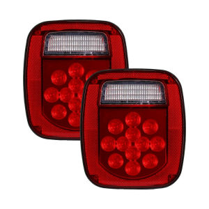 39LED Truck Tail Lights Rear ke Reverse Turn Signal Lamp White License Plate Light for Jeep Wrangler YJ TJ CJ Trailer Van