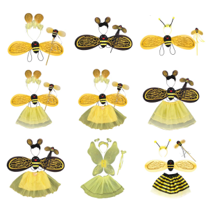 Fairy Princess Skirt Set Dress Up Costume Ears Headband Angel Wing Fairy Wand Tutu for Girls Birthday Halloween Party