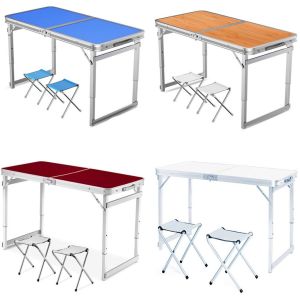 Table Meja Makan Lipat Set Koper Meja Lipat Portable/Meja Lipat Serbaguna Model Kaki Bulat Meja Camp
