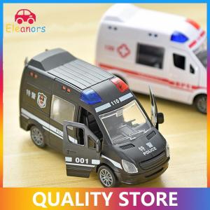[Eleanor] Hospital Rescue Ambulance Metal Cars Model Pull Back Sound And Light Alloy Diecast Car Toys For Children Boys Gifts