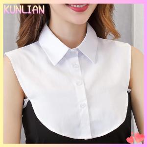 [KUNLIAN] เสื้อคอปกปลอมสำหรับเสื้อคอปกที่ถอดออกได้เสื้อสีทึบเสื้อผู้หญิงเสื้อผ้าสีขาวสีดำสำหรับผู้ชาย