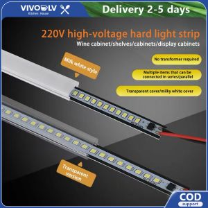 VIVOLILV 220V LED Rigid Light Strip Ultra-thin LED Hard Strip Light Suitable For Super Bright Shopping Malls Supermarkets Jewelry Wine Cabinets Shelves Display Counters