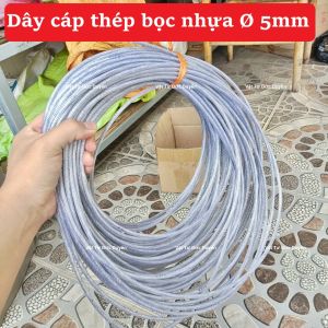 Dây cáp thép bọc nhựa Phi 5mm - Lõi 3.2mm - Kết cấu 6x12 sợi - 45g/ mét - #vattuducduyen