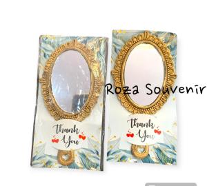 (isi 50) Souvenir Kaca Emas Perak Oval Cermin Gagang  Kemas Alas Shaby Rias Pengantin Sovenir Pernikahan
