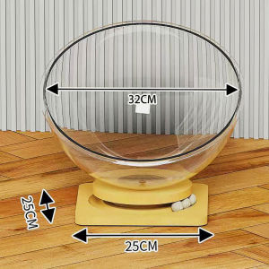 2-in-1 Space Capsule Cat Nest Full Transparency Semi-enclosed Acrylic Cat Bed with Catnip Ball Toy