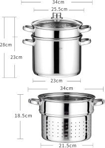 Stainless Steel Pasta Pot Cooking Noodle Pot Soup Pan Steamer Fryer Pasta Home Induction Cooker With Perforated Basket  and Lid Cookware Stockpot