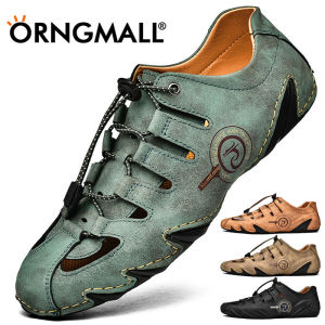 ORNGMALL Genuine Leather Breathable Men Loafers Summer Men Shoes Leather Handmade Moccasins Men Formal Shoes Outdoor Men Driving Shoes 38-48