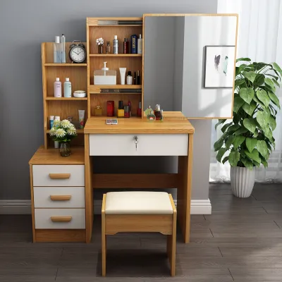 EUROPEAN STYLE VANITY DRESSER TABLE MODERN DESIGN WITH SLIDING MIRROR AND CHAIR MAKEUP TABLE BEDROOM FURNITURE MULTI STORAGE CLOSET NO LIGHT DRESSING TABLE