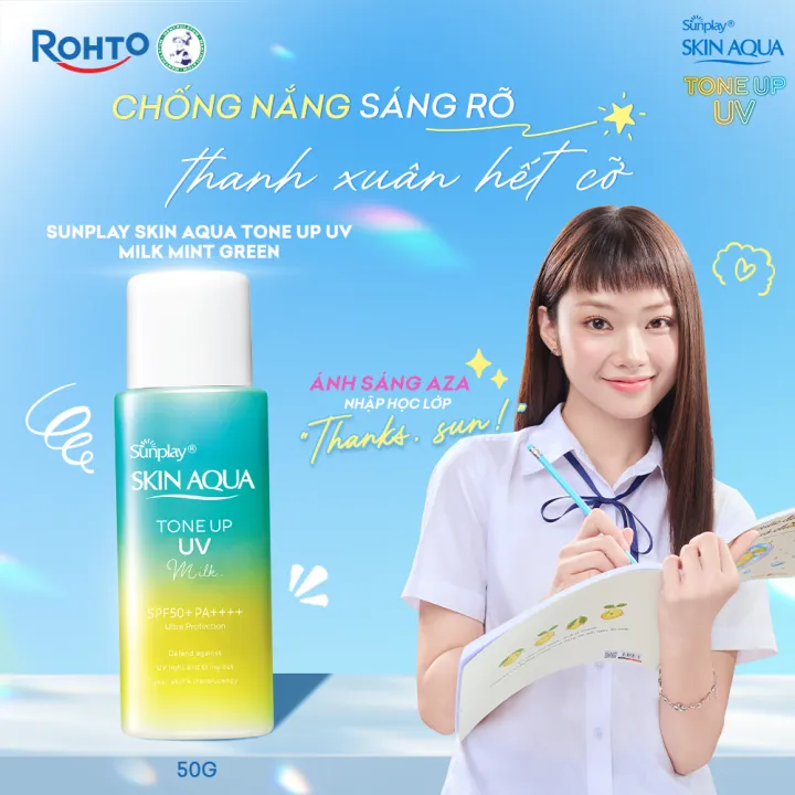 Sữa chống nắng nâng tông dành cho da dầu/hỗn hợp Sunplay Skin Aqua Tone Up UV Milk (Mint Green) 50g