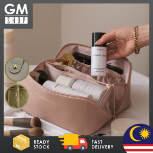 GMSHOP Women PU Leather Makeup Organizer Bag With Large Capacity Cosmetic Travel Pouch Bag
