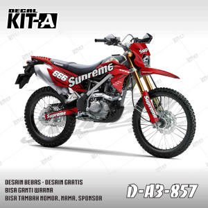 decal sticker KLX BF 150 design terbaru MERAH HITAM SUPREME D-A3-857 D-A3-856 D-A3-574 A3-701