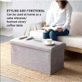 Foldable Chair Footstool Ottoman Bench Storage Chest Footrest Padded Seat. 