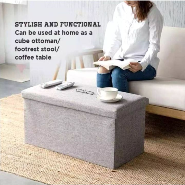 Foldable Chair Footstool Ottoman Bench Storage Chest Footrest Padded Seat