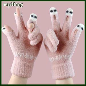 ruyifang ถุงมือแฟชั่นใหม่สำหรับผู้หญิงถักไหมพรมน่ารักถุงมือการ์ตูนอเนกประสงค์